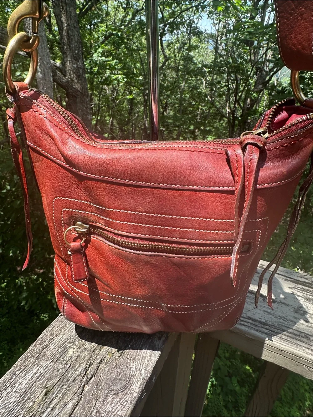 Coach Bleeker Red/Brownish Leather Shoulder Bag with Adjustable Strap GUC - Picture 5 of 14
